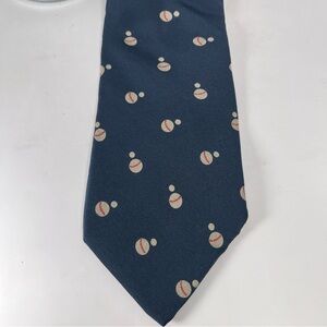 Missoni Vintage Men’s Silk Neck Tie. Navy‎ Blue with White Dots/ Baseballs